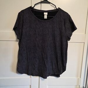 ✨ H&M Basics Black White Speckled Short Sleeve Top Size Large –Minimalist CASUAL